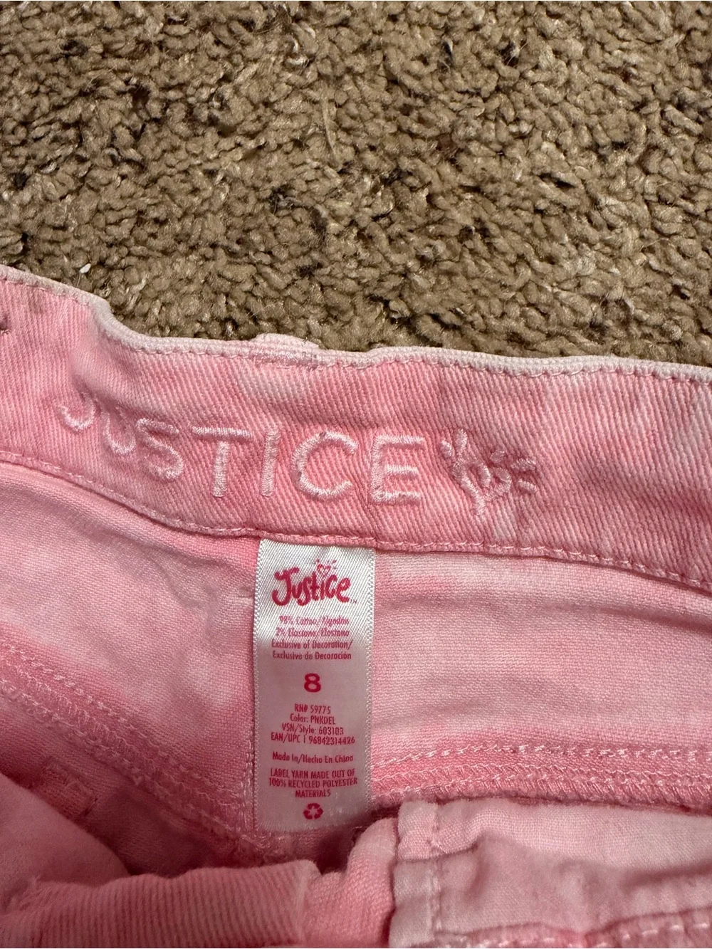 Justice Pink Distressed Denim Shorts with Sequin Hem